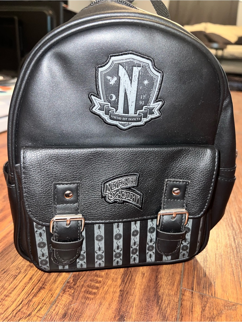 Wednesday Addams Nevermore Mini Backpack with Shield Patch